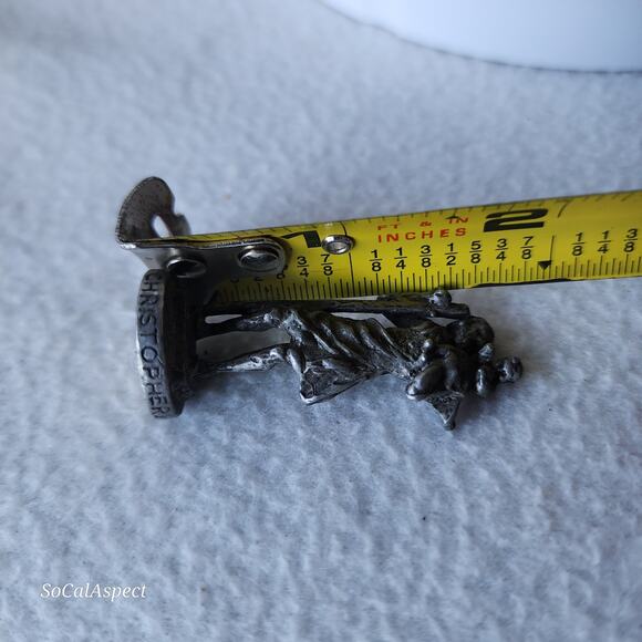 Miniature St. Christopher Religious Sculpture pewter Quebec 1 7/8" Antique - Picture 6 of 6